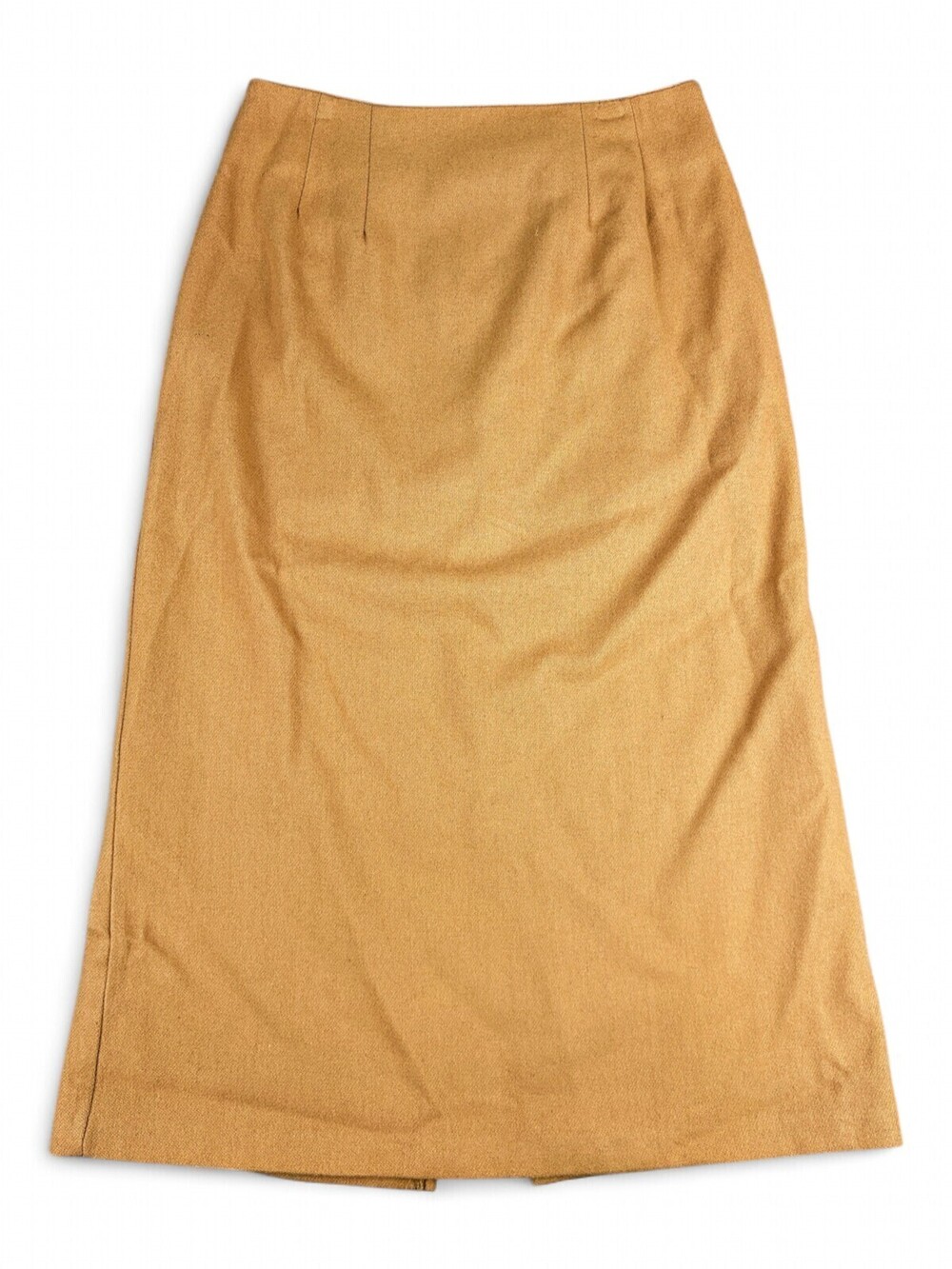 J.G. Hook Plus Size 14 Camel Tan Pure New Wool Maxi Pencil Skirt Made in USA